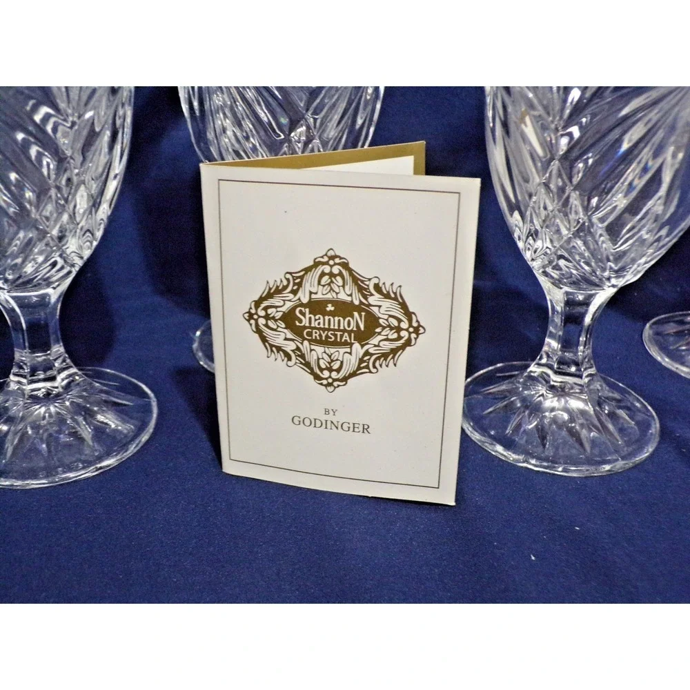 Shannon Crystal by Godinger Heavy Crystal Footed Iced Tea/Water Goblets Set of 4